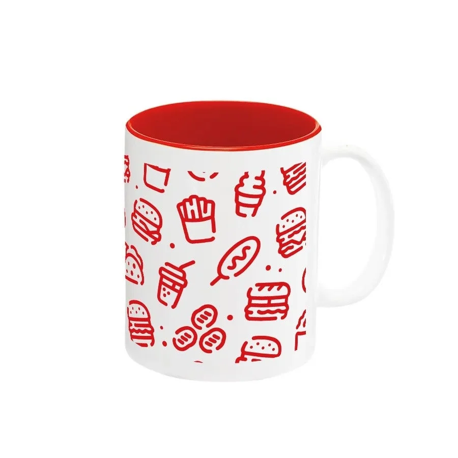 ファストフードのイラストが描かれたマグカップ