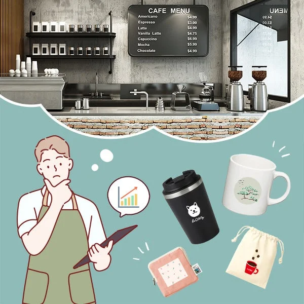 CAFE MENUとバリスタのイラスト