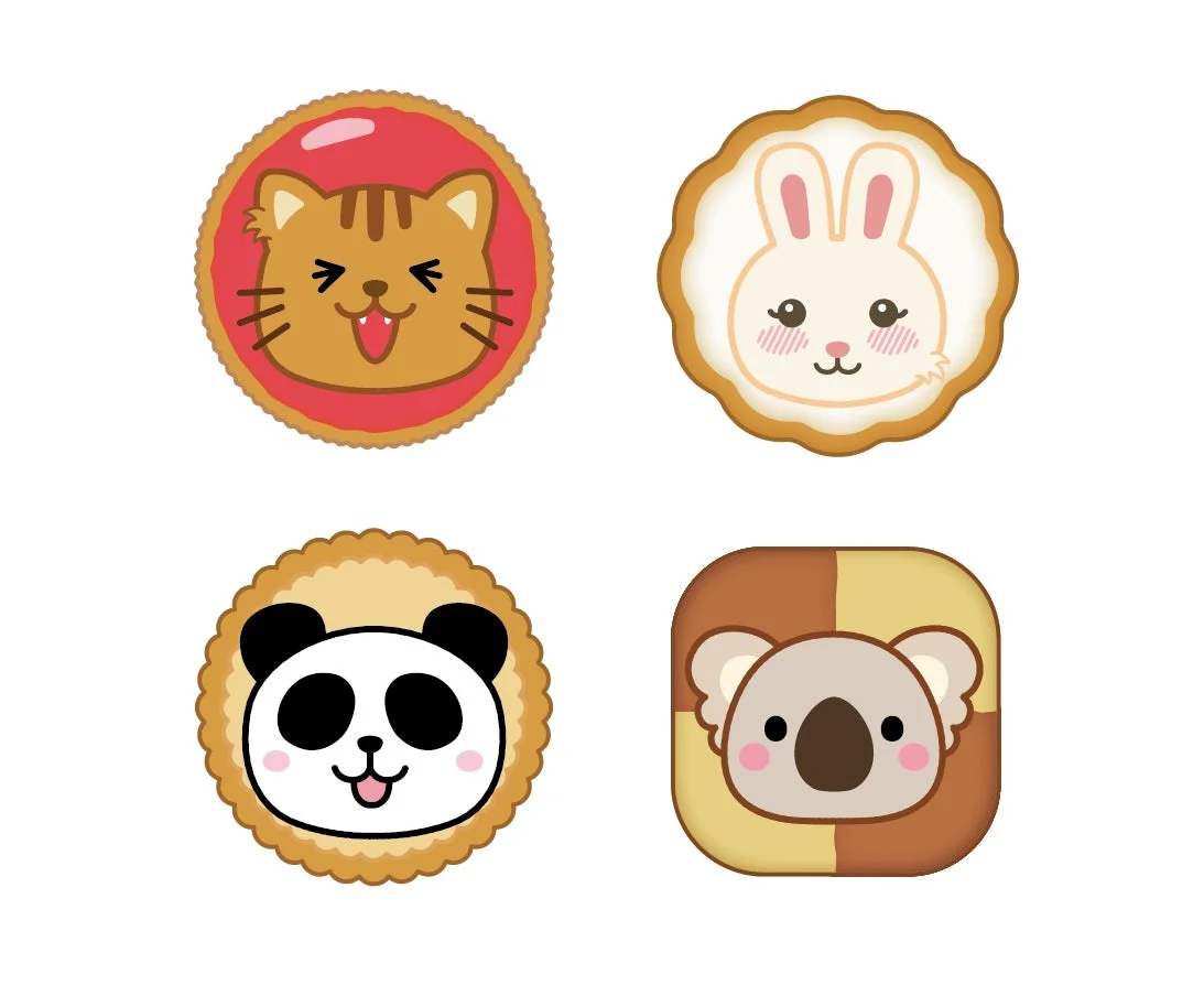 動物をモチーフにした可愛いお菓子のイラスト