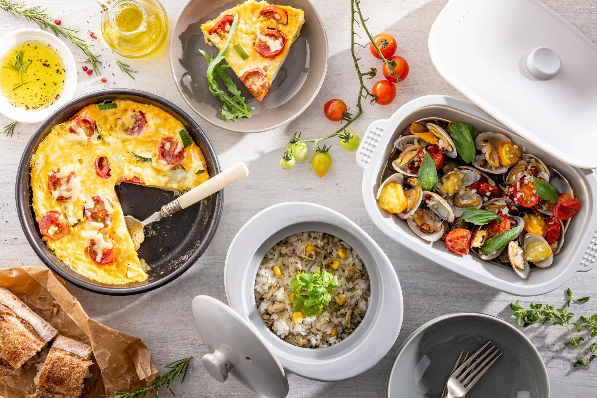 レンジで楽チン プレート18cmセット グレー