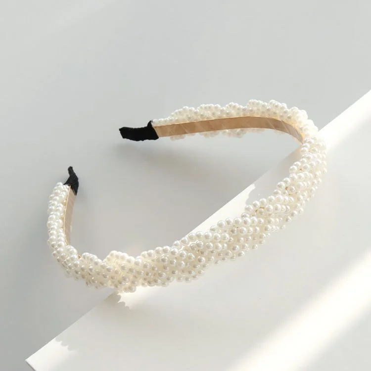 編み込みパールカチューシャ