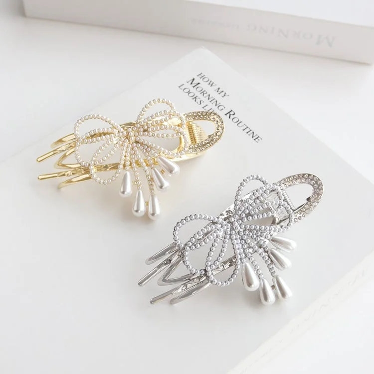 パールリボンヘアクリップ