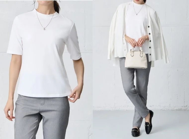 ベーシック モックネック半袖Tシャツ