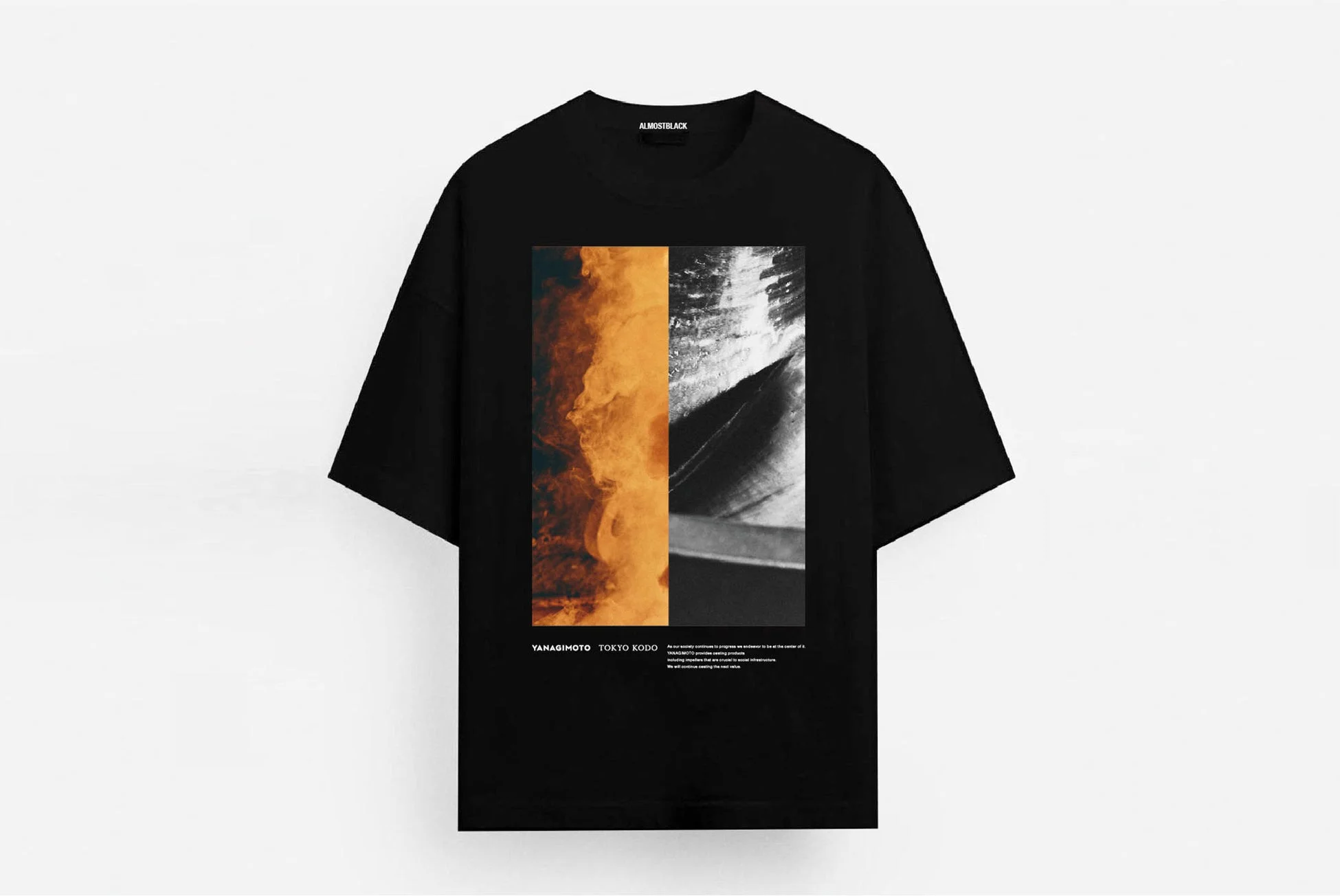 Tシャツ,ファッション,アパレル,黒,グラフィックTシャツ,抽象画,デザイン,オレンジ,モノクロ,スモーク,テクスチャ