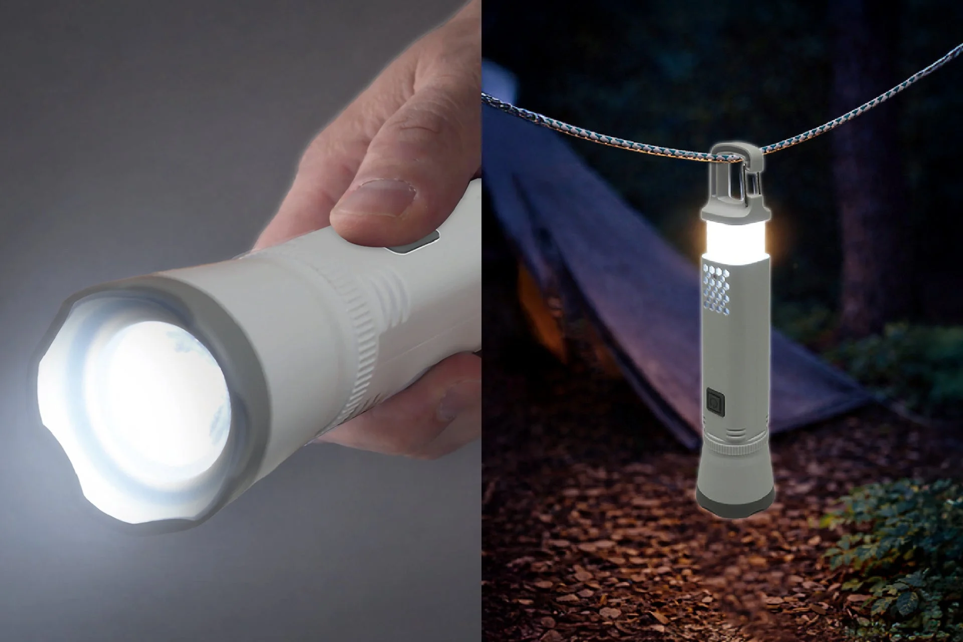 マルチ機能搭載3WAYカラビナ付ライトの使用例