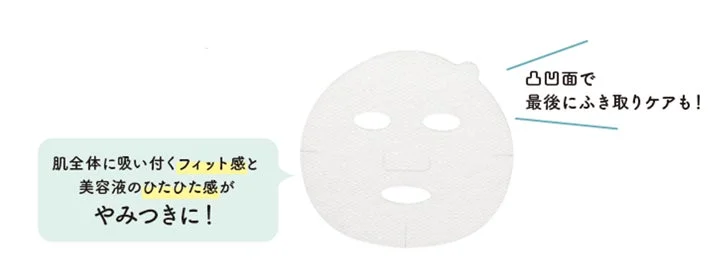 肌全体に吸い付くフィット感と美容液のひたひた感