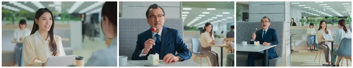 オフィスでのリラックスした会話風景