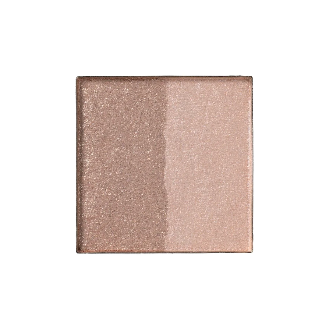 ラメ感のあるブロンズブラウンとライトベージュの2色のアイシャドウパレット