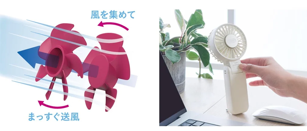 Toffy ひんやりダブルブレードファン使用イメージ