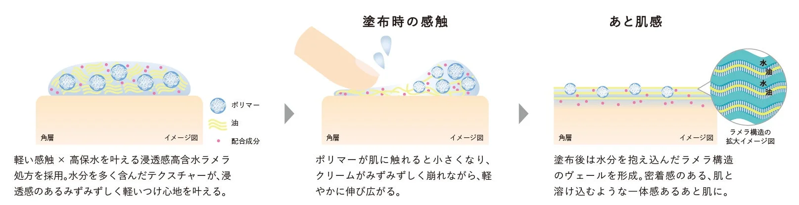 浸透感高含水ラメラ処方のイメージ図