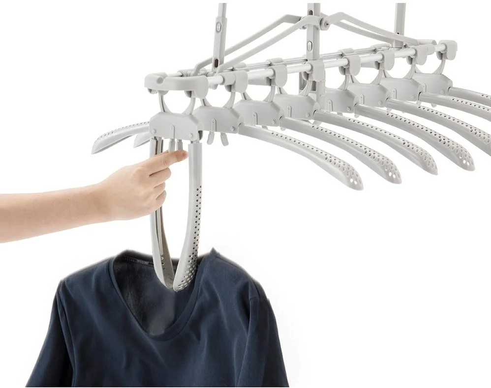 渡し干しできる 楽干し・楽カケワンタッチスライド 8連ハンガー