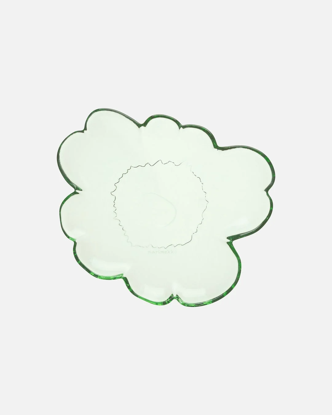 淡いグリーンのガラス製花形プレート