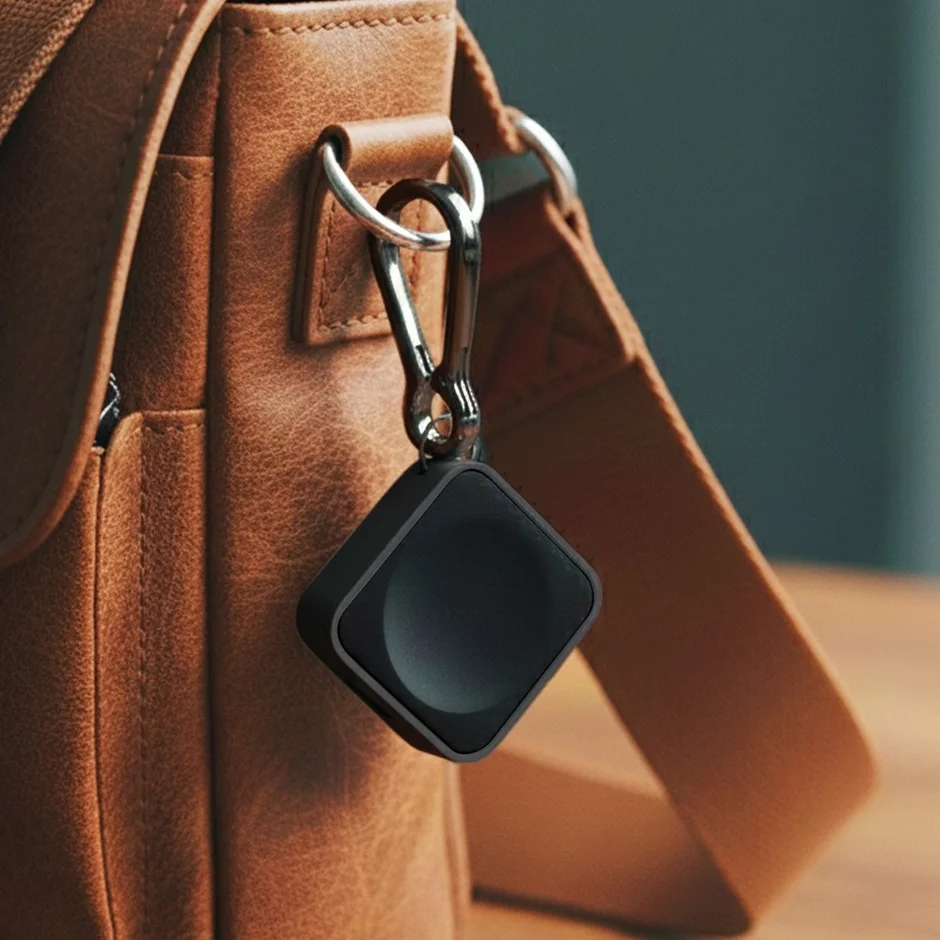 バッグに付けた充電器（ブラック）