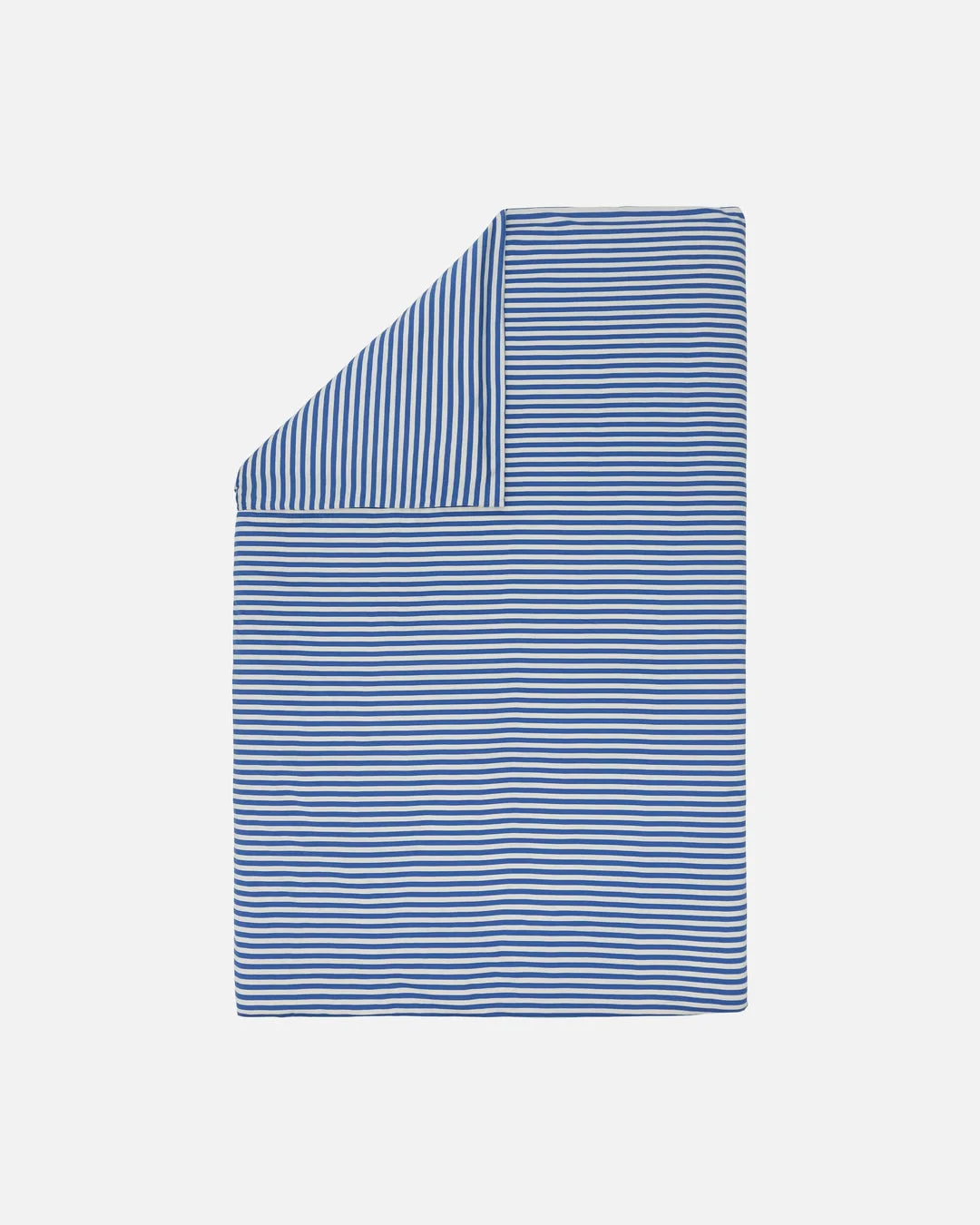 青と白のストライプ柄の布団カバー