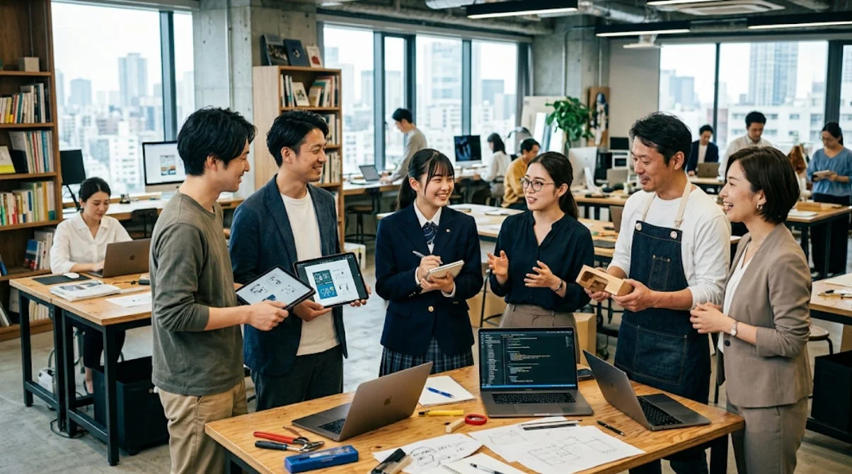 現代的なオフィスで議論する人々