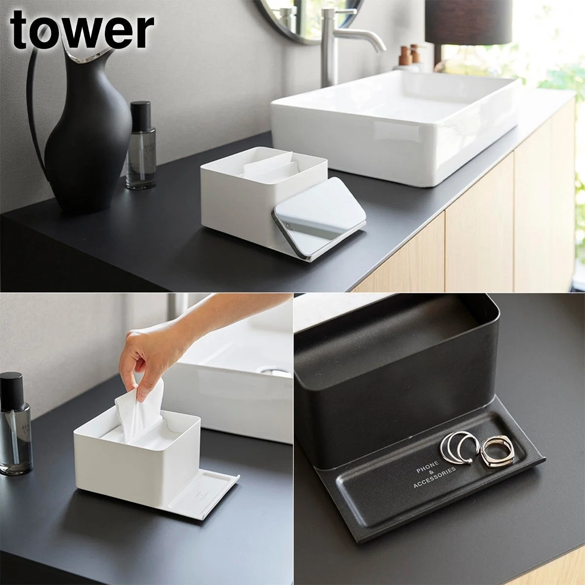 スマホスタンド付きハーフティッシュケース