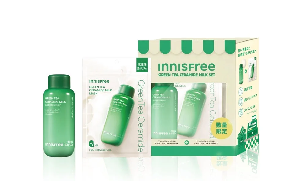 INNISFREE グリーンティー セラミド ミルク エッセンストナー シート マスク セット