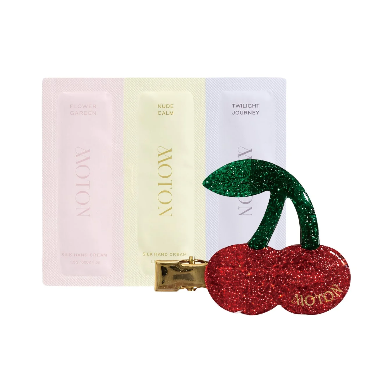 ハンドクリームパウチ＋チェリー前髪クリップ