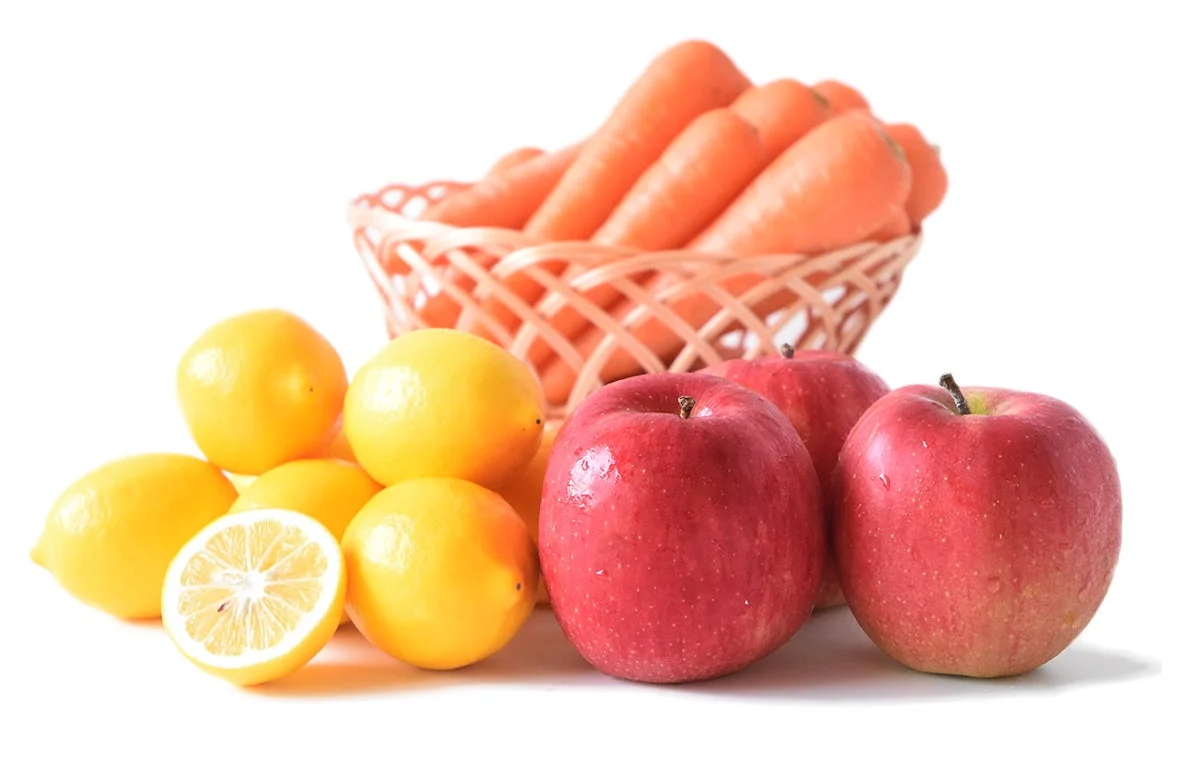 にんじん、りんご、レモン