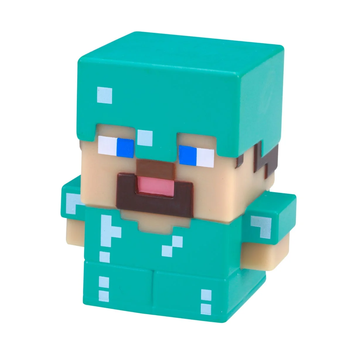 マインクラフトのキャラクター「スティーブ」がダイヤモンド装備を身につけたフィギュア