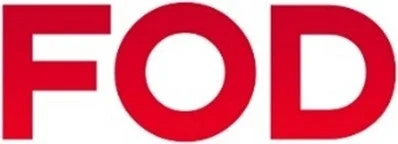 白背景に赤色の太い文字で「FOD」と書かれたロゴマークです。