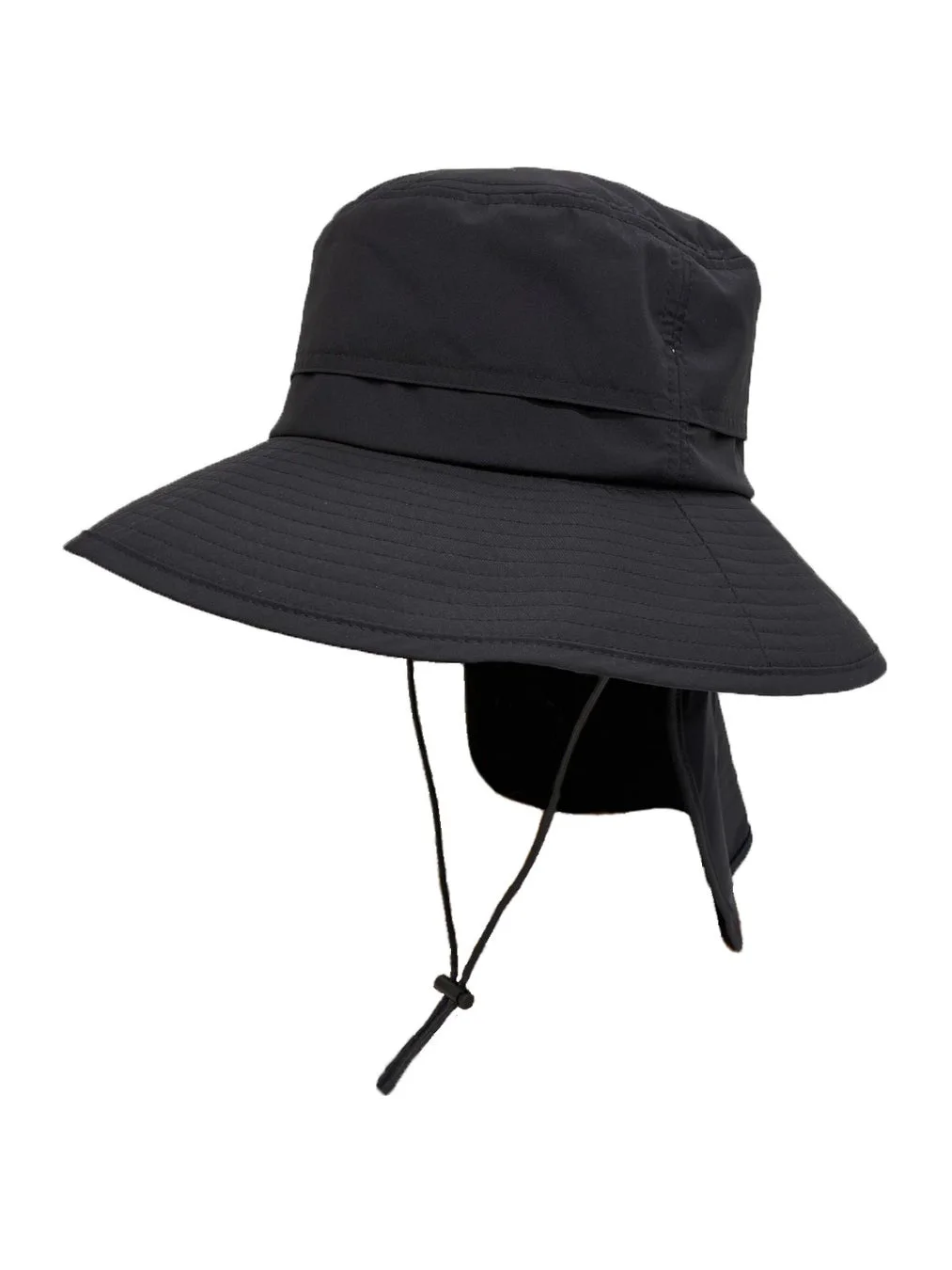黒いサファリハット、首元ガード付き