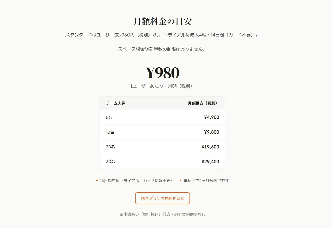 Zasekiの料金プラン