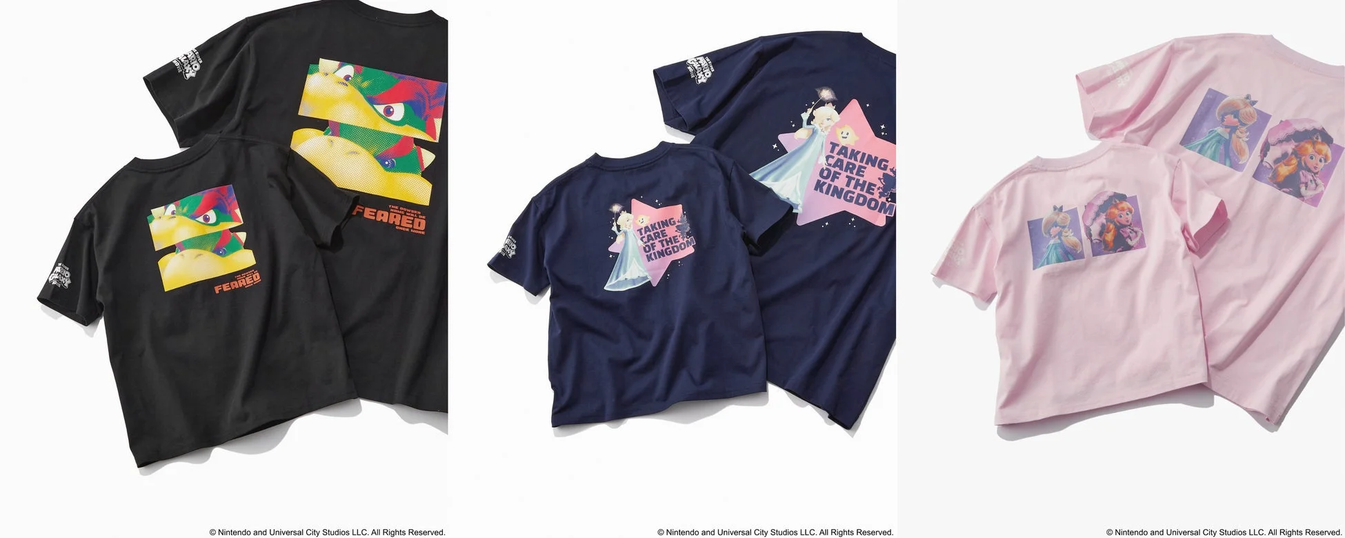 クッパ、ロゼッタ、ピーチ姫のキッズTシャツ