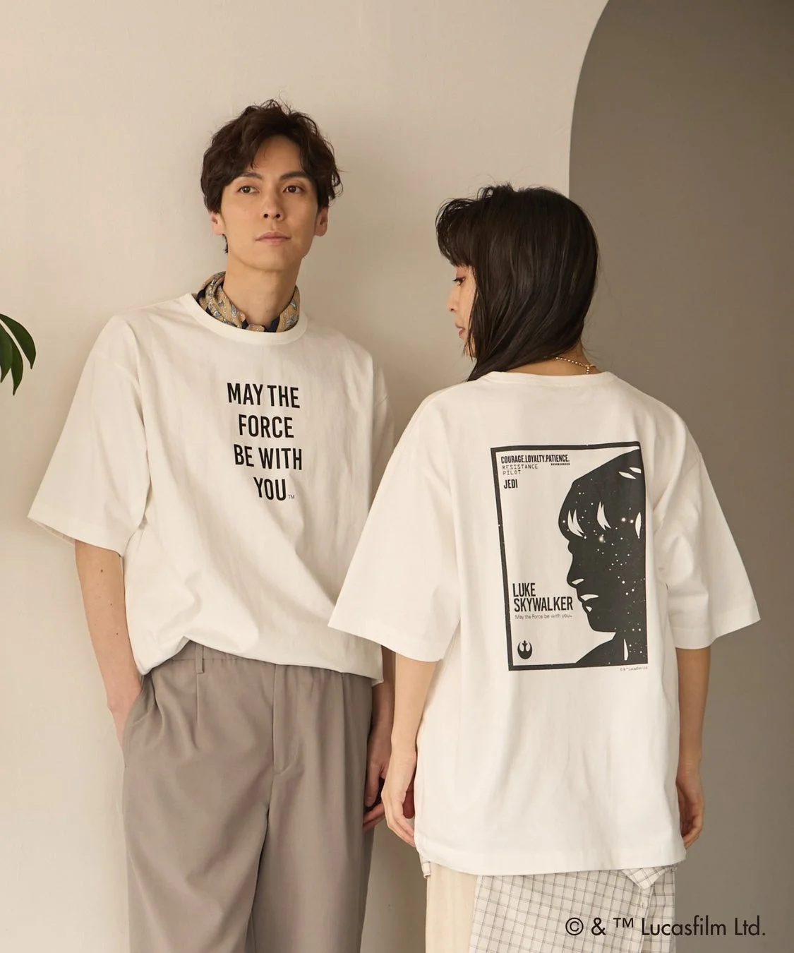 ファッション,Tシャツ,スターウォーズ,ルーク・スカイウォーカー,ペアルック,カジュアル,JEDI,白Tシャツ,映画グッズ,アパレル,MAY THE FORCE BE WITH YOU