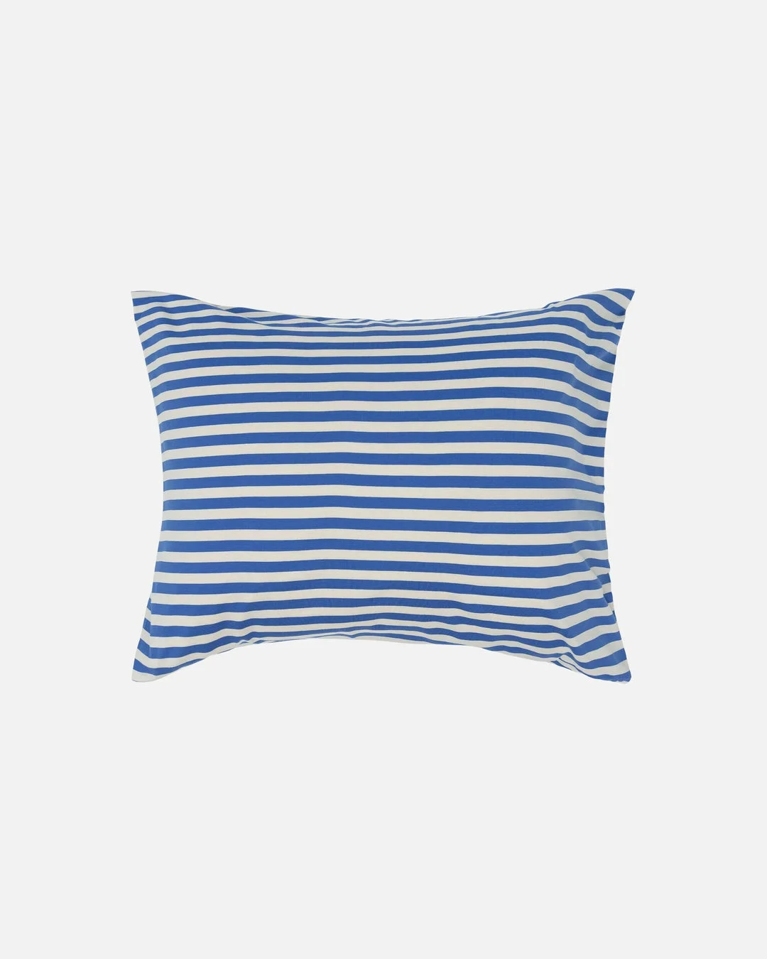青と白の横縞模様のクッション