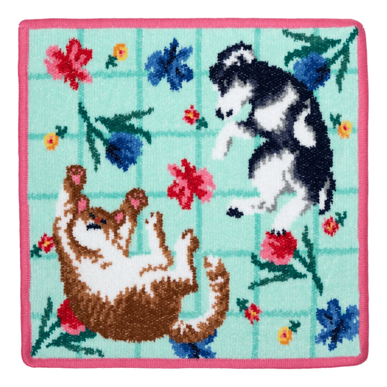 FEILERハンカチ GREEN-pink