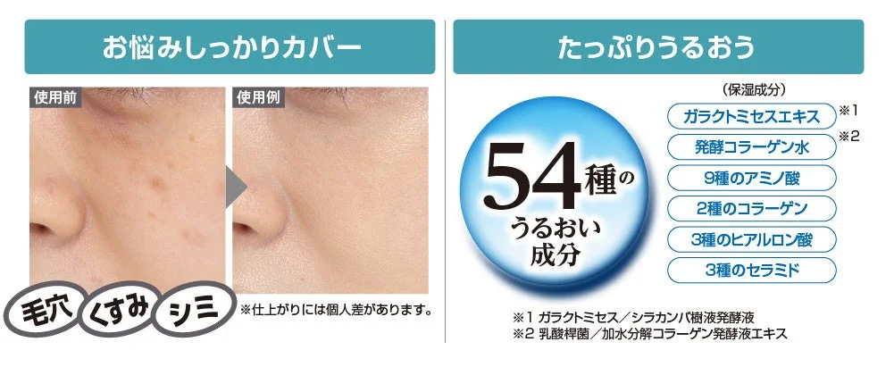 肌悩みしっかりカバーと54種のうるおい成分
