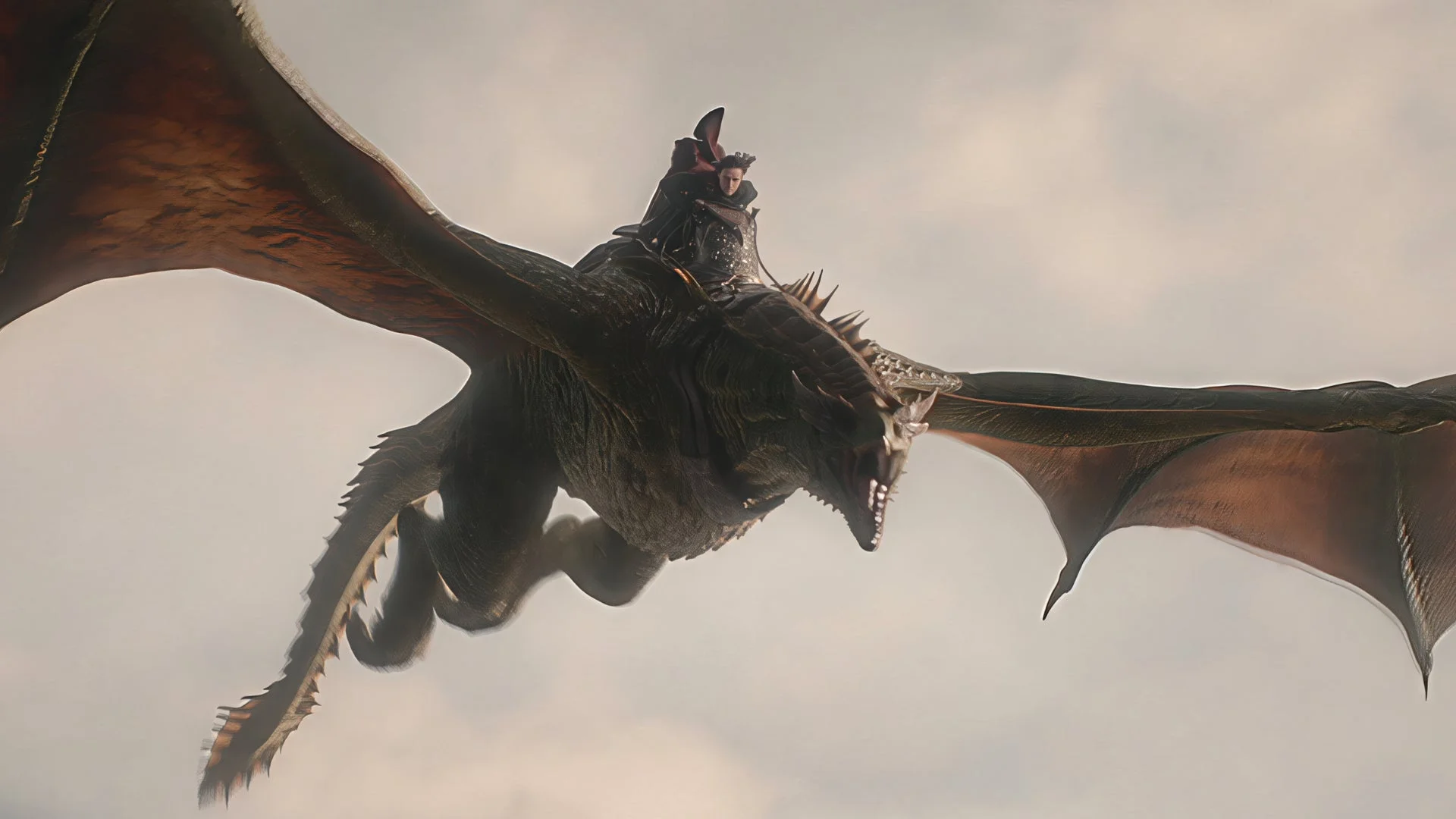 ドラゴンに乗り空を飛ぶ騎士