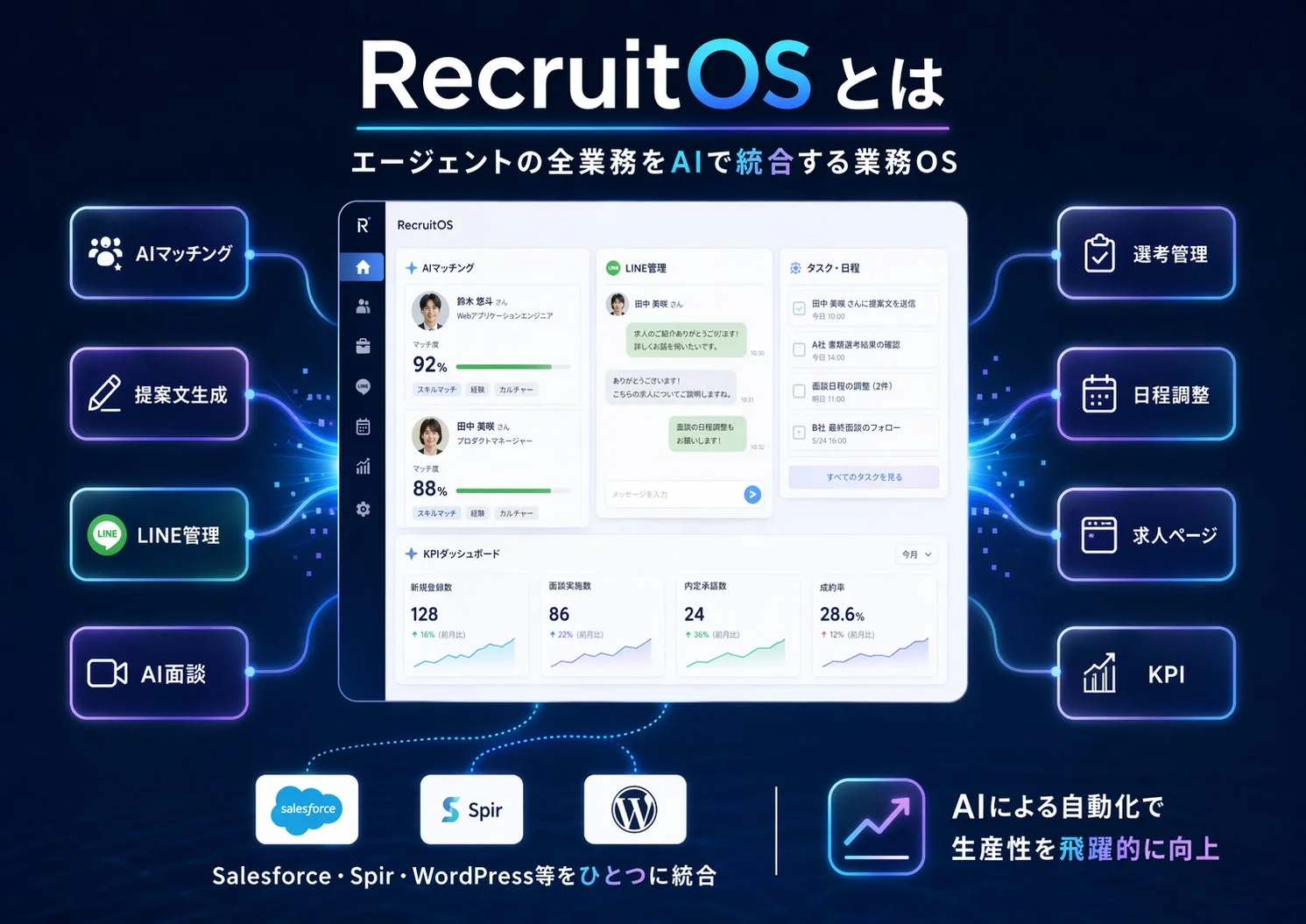 RecruitOS とは エージェントの全業務をAIで統合する業務OS