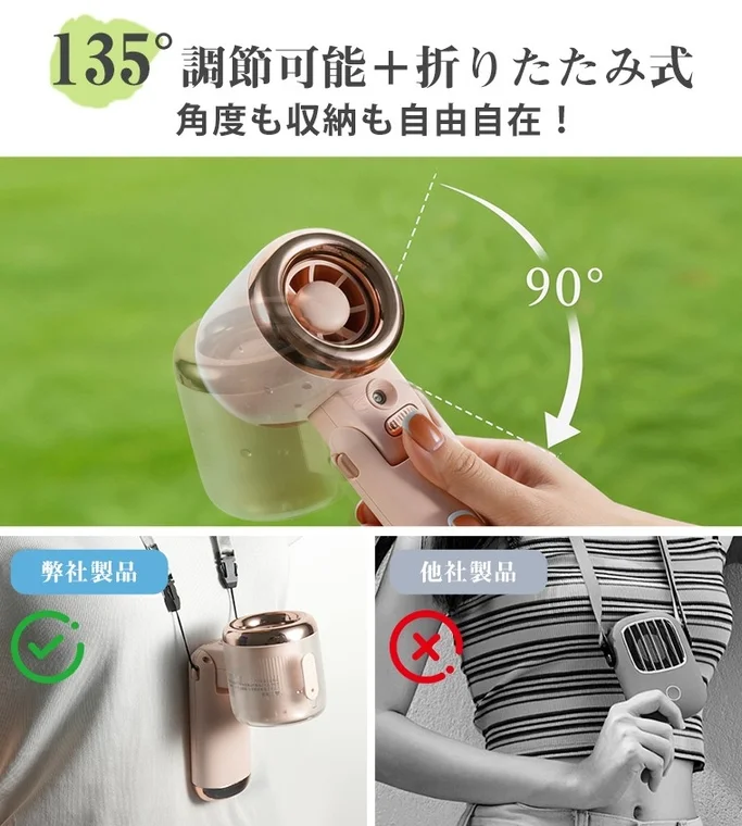 135° 調節可能+折りたたみ式 角度も収納も自由自在！ 90° 弊社製品 他社製品