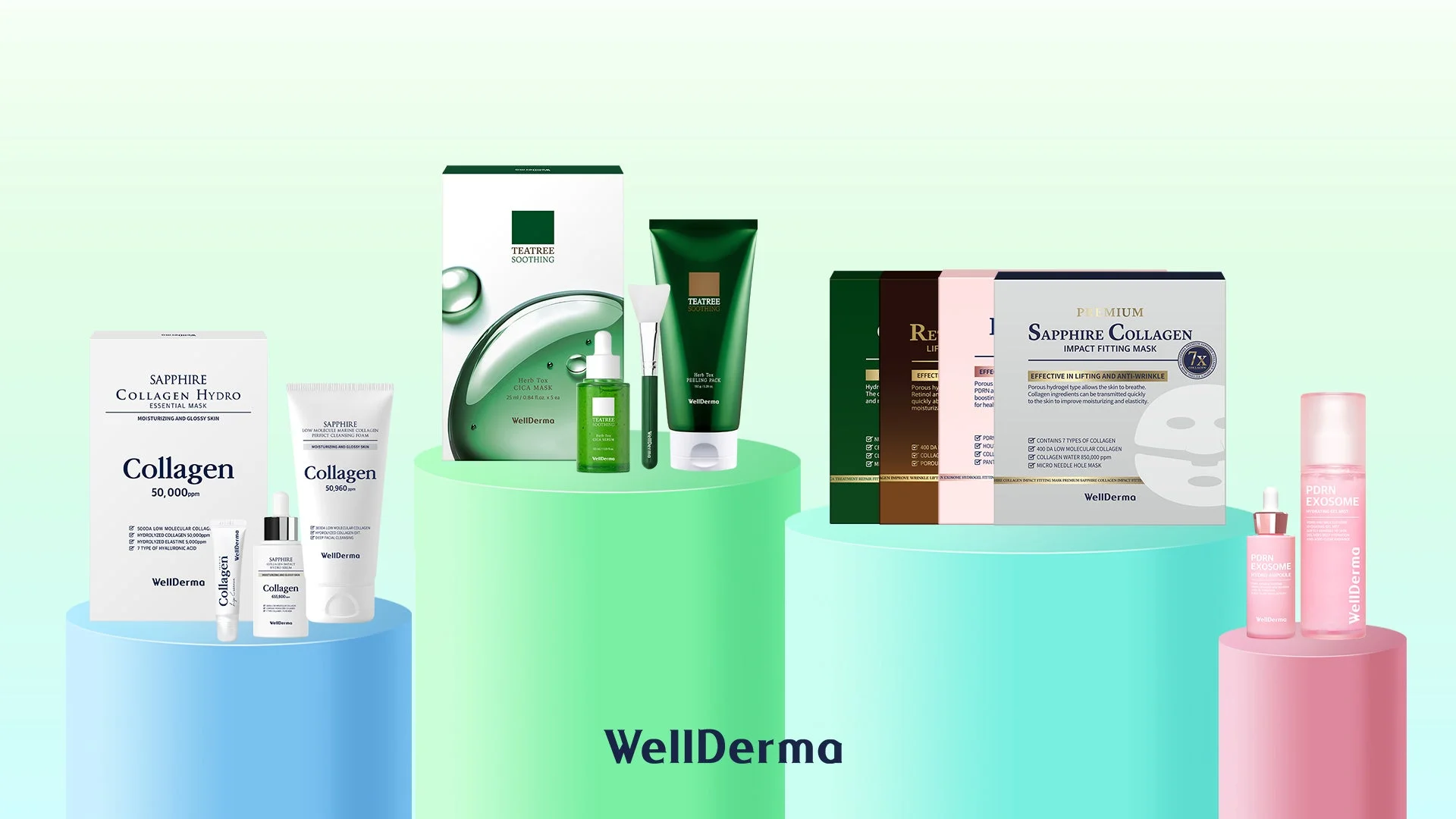 WellDermaの様々なスキンケア製品