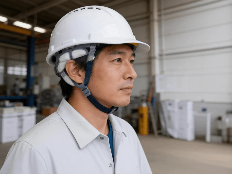 ヘルメットを着用した男性