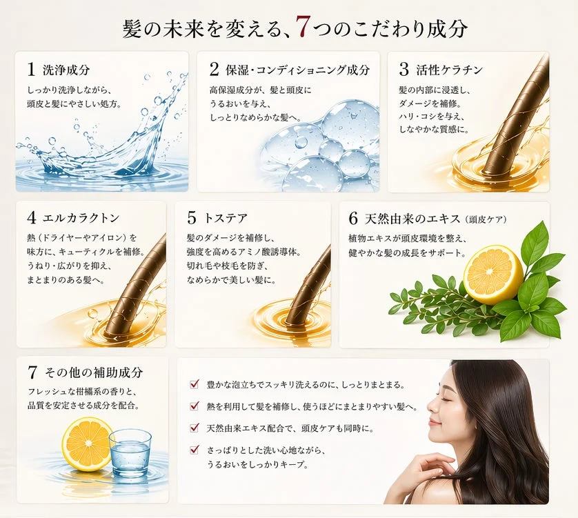 髪の未来を変える7つのこだわり成分