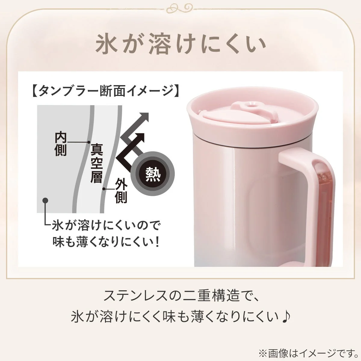 二重構造で氷が溶けにくいタンブラー