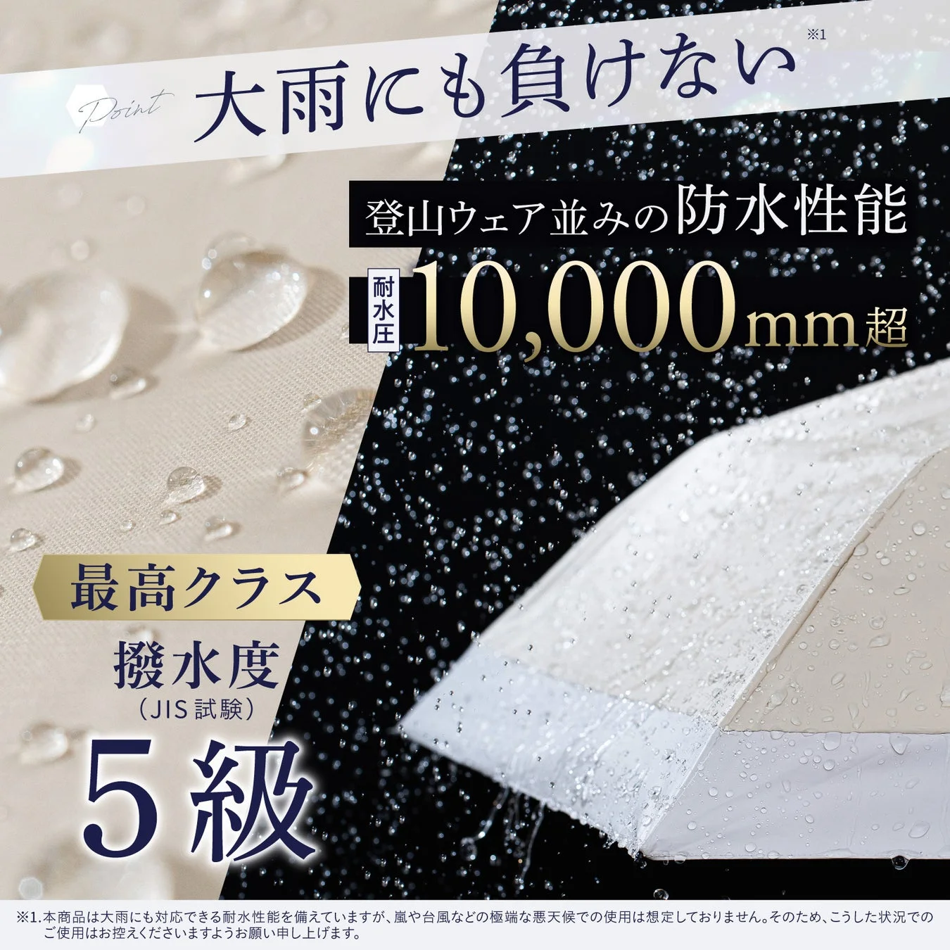 大雨にも負けない防水性能