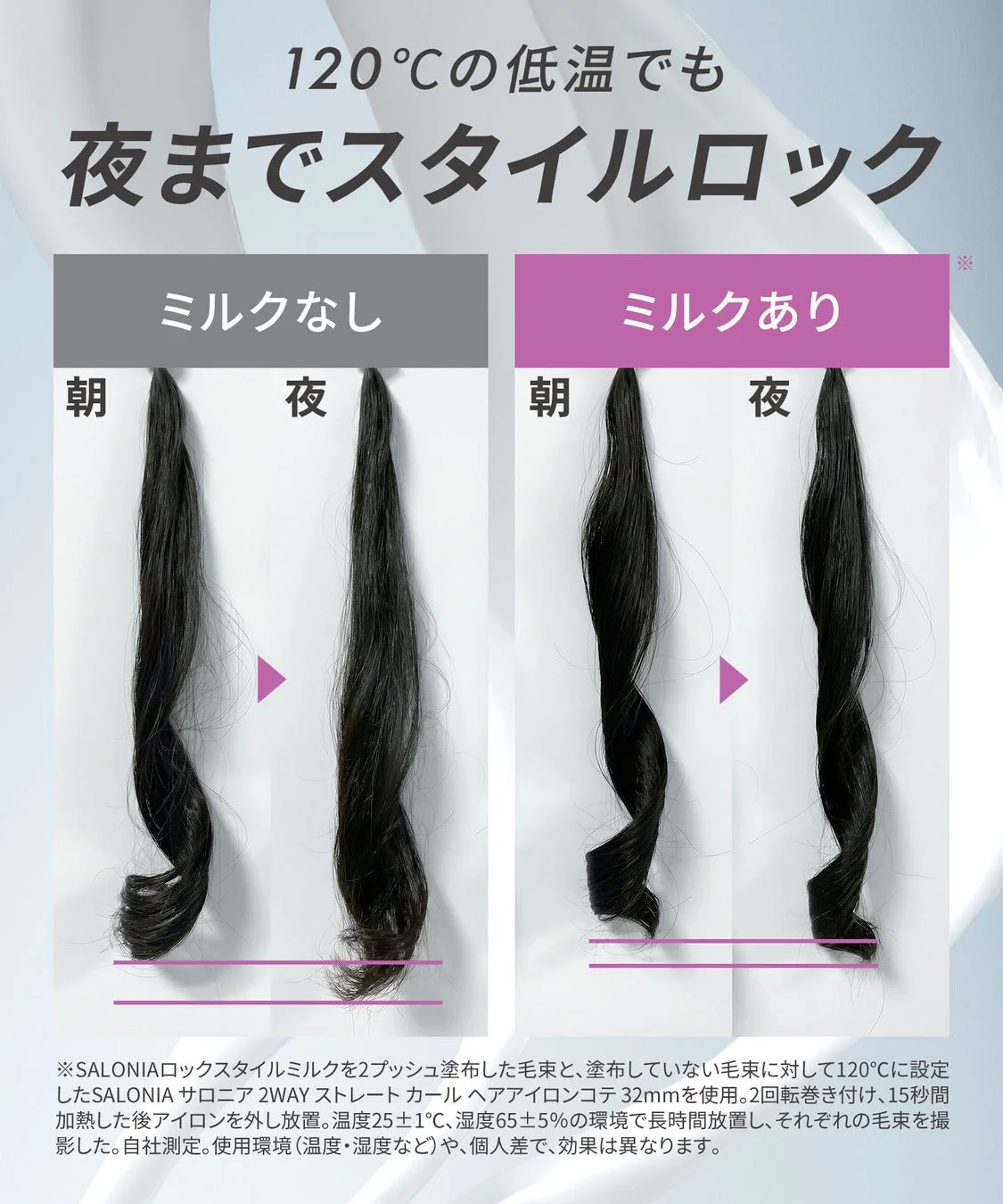 低温でのスタイルロック効果比較図