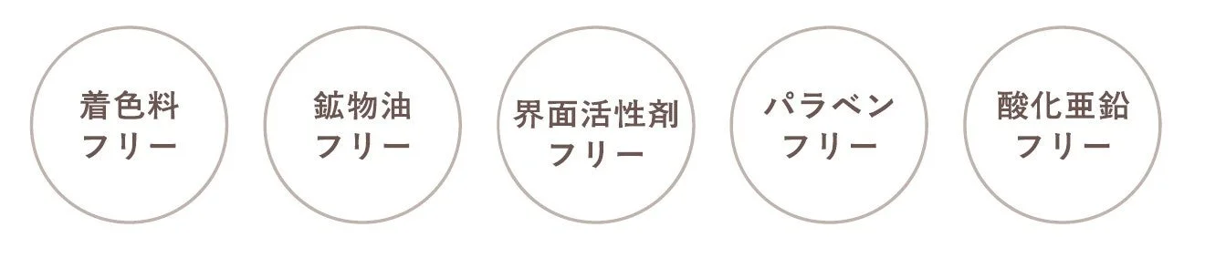 着色料 フリー 鉱物油 フリー 界面活性剤 フリー パラベン フリー 酸化亜鉛 フリー