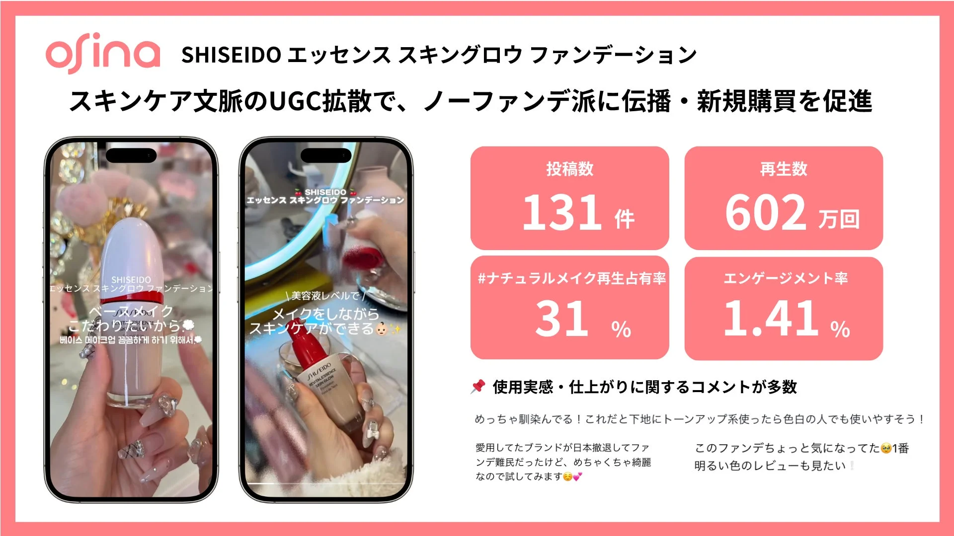 SHISEIDO「エッセンス スキングロウ ファンデーション」osina施策結果