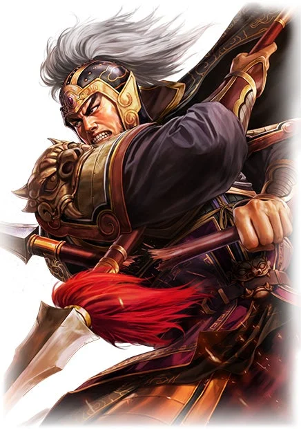 曹操の武将「SP楽進」のイラスト。槍を構え、激しい表情をしている。
