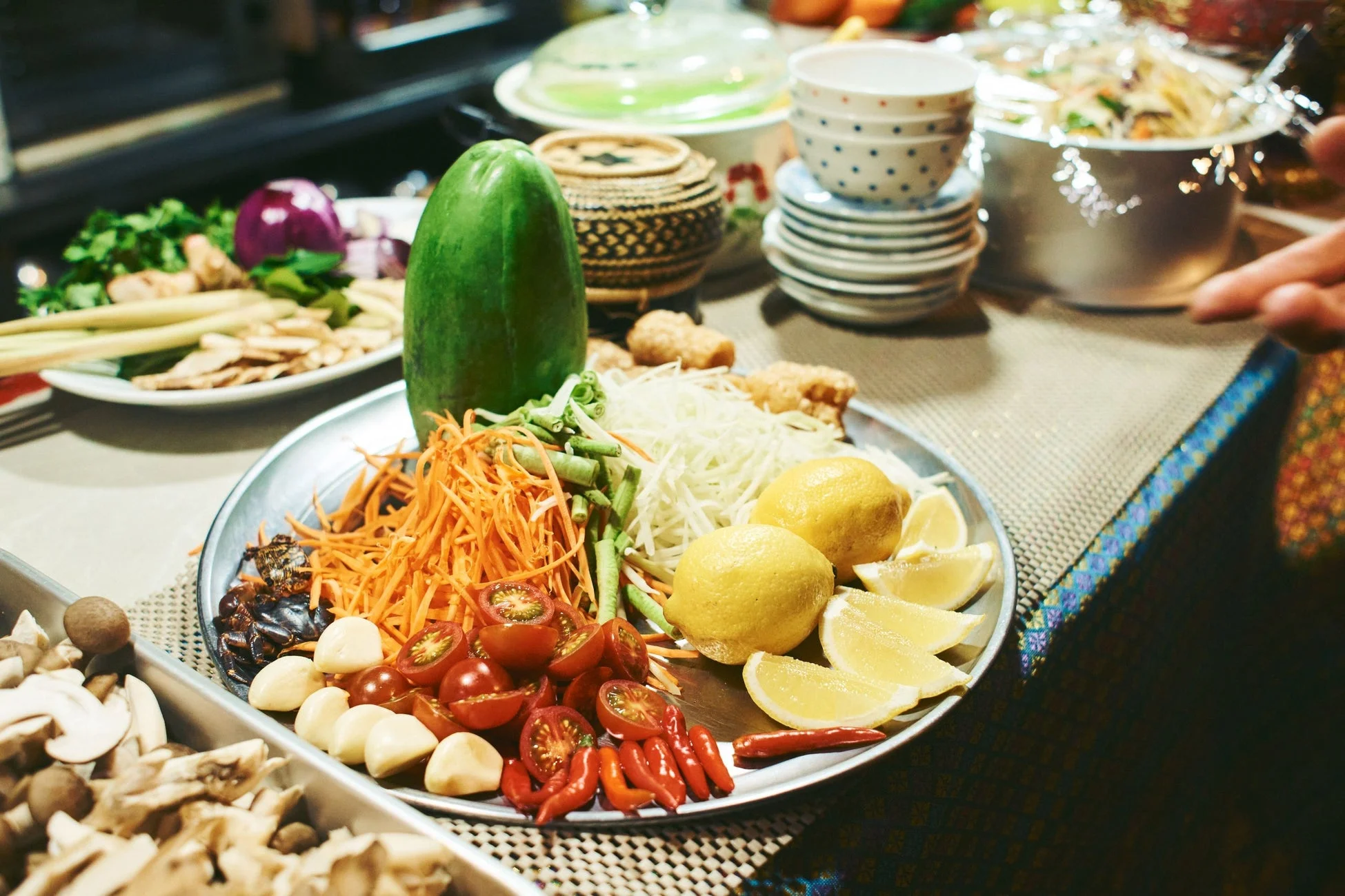 タイ料理の調理に使われる新鮮な食材