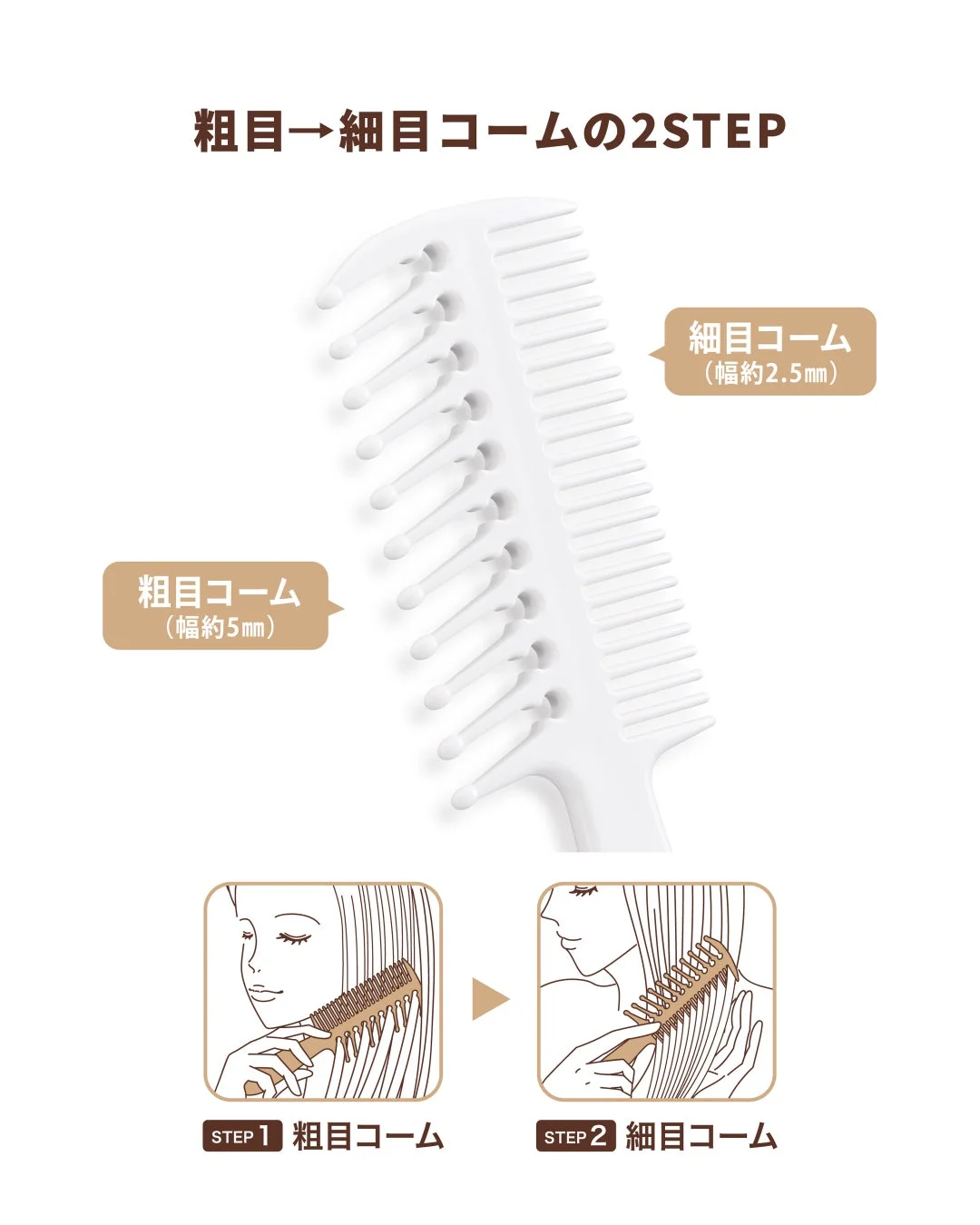 粗目と細目コームの2STEP