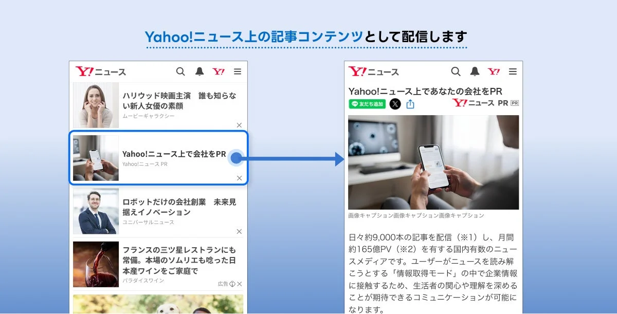 Yahoo!ニュース上の記事コンテンツとして配信